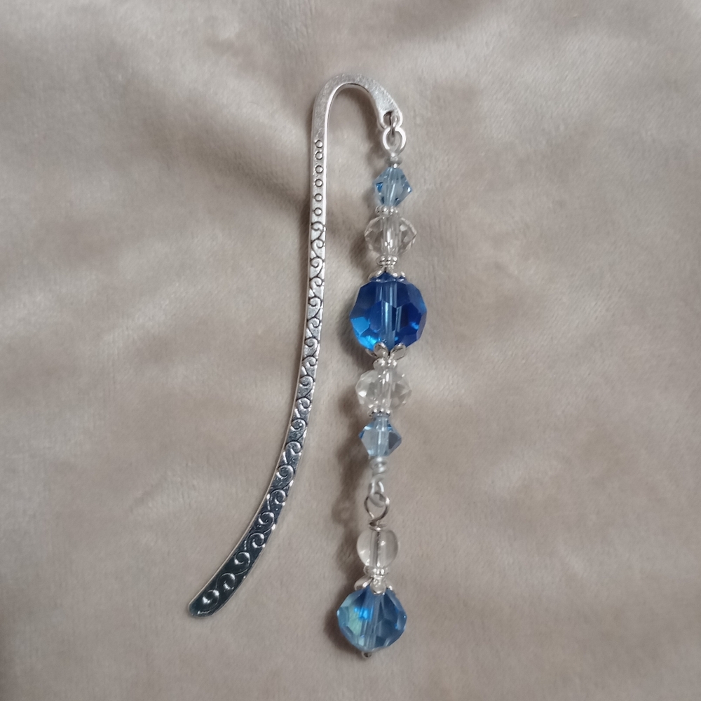 Adorable Blue Beaded Bookmark